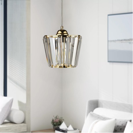 Neva Megapap E27 glass single light ceiling light in gold color 20x20x70cm.