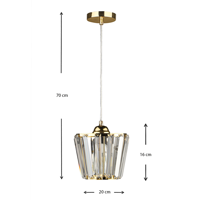 Neva Megapap E27 glass single light ceiling light in gold color 20x20x70cm.