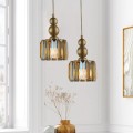 Alaba Megapap E27 metal - glass two-light ceiling light in gold color 30x30x80cm.