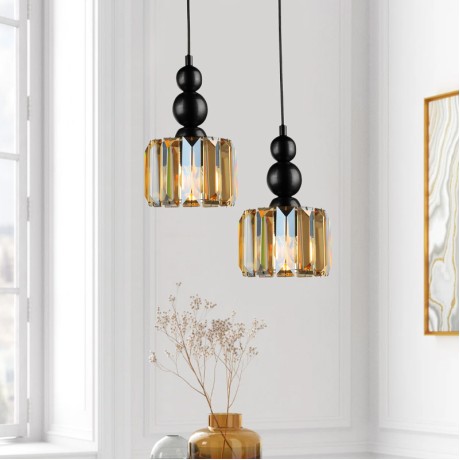 Alaba Megapap E27 metal - glass two-light ceiling light in black color 30x30x80cm.