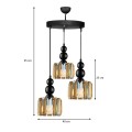 Alaba Megapap E27 metal - glass three-light ceiling light in black color 40x40x95cm.