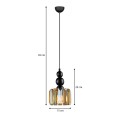 Alaba Megapap E27 metal - glass single-light ceiling light in black color 15x15x65cm.