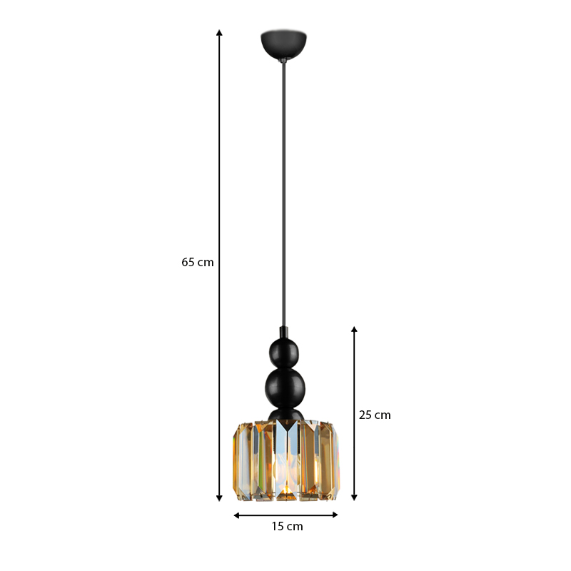 Alaba Megapap E27 metal - glass single-light ceiling light in black color 15x15x65cm.
