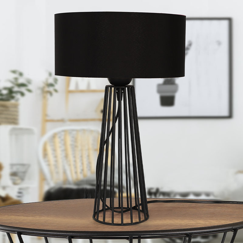 Filip Megapap E27 metal - fabric desk lamp in black color 25x25x45cm.