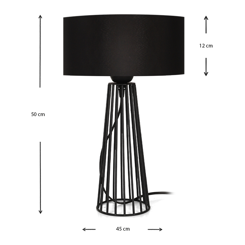 Filip Megapap E27 metal - fabric desk lamp in black color 25x25x45cm.