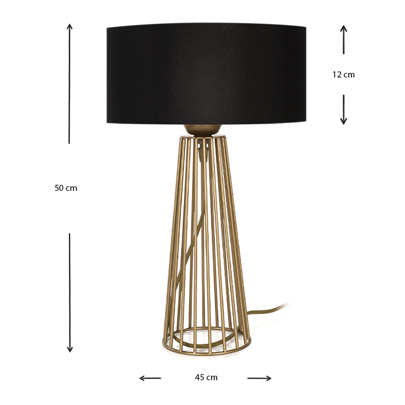 Filip Megapap E27 metal - fabric desk lamp in gold - black color 25x25x45cm.