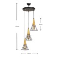 Havana Megapap E27 metallic three-light ceiling light in black - gold color 30x30x112cm.