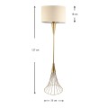 Olde Megapap E27 metal - fabric floor lamp in gold - beige color 33x33x127cm.