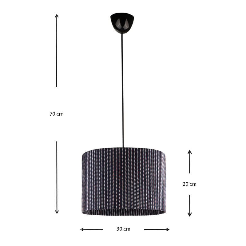 Sansa Megapap E27 fabric ceiling light in black color 30x30x70cm.