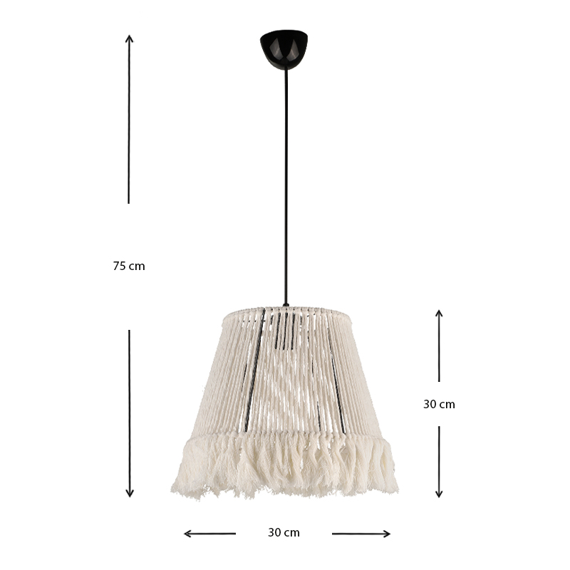 Braga Megapap E27 rope ceiling light in white color 30x30x75cm.