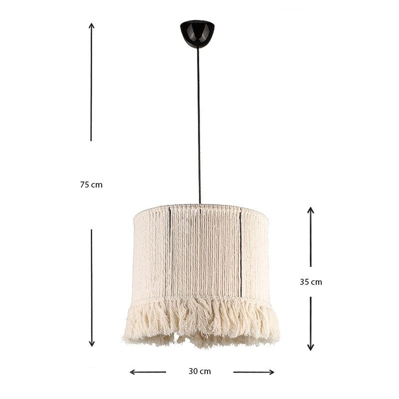 Silas Megapap E27 rope ceiling light in white color 30x30x75cm.