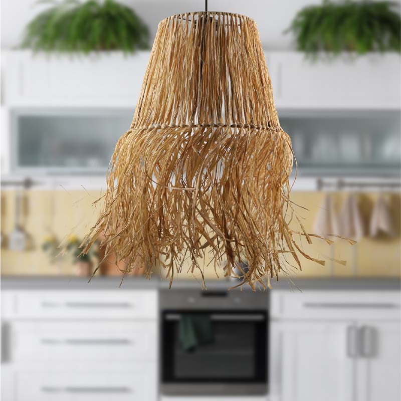 Zurich Megapap E27 sisal ceiling light in natural color 30x30x90cm.