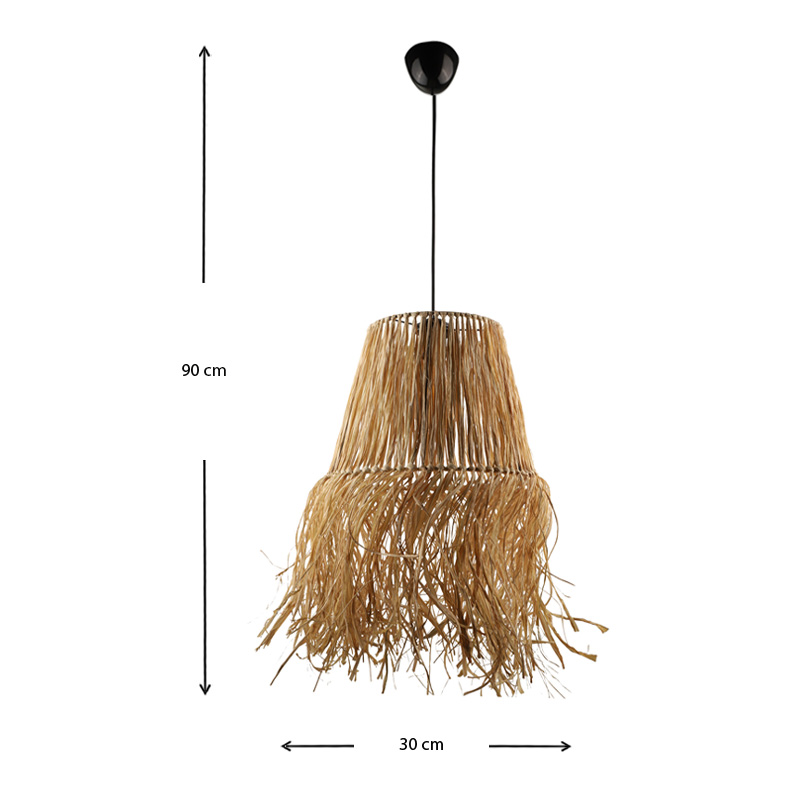 Zurich Megapap E27 sisal ceiling light in natural color 30x30x90cm.