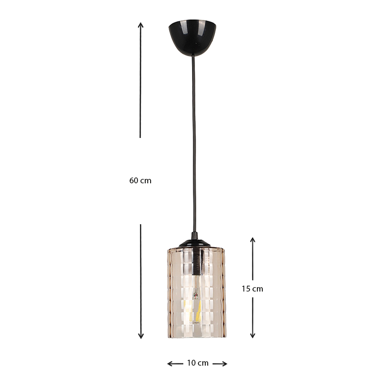 Alberto Megapap E27 acrylic single light ceiling light in black color 10x10x60cm.