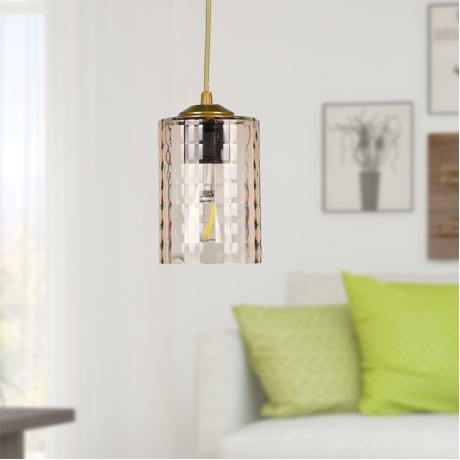 Alberto Megapap E27 acrylic single light ceiling light in gold color 10x10x60cm.