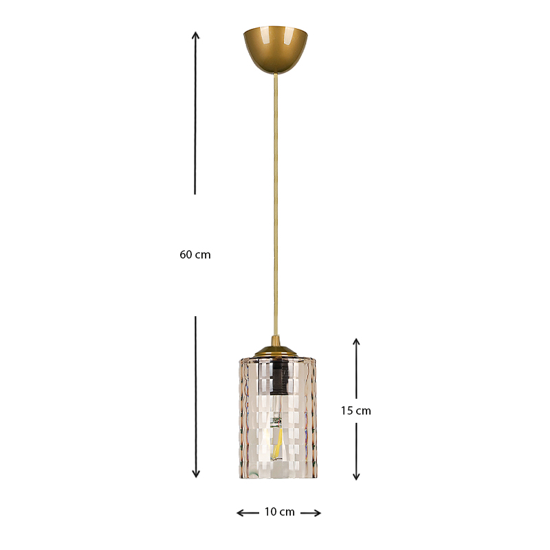 Alberto Megapap E27 acrylic single light ceiling light in gold color 10x10x60cm.