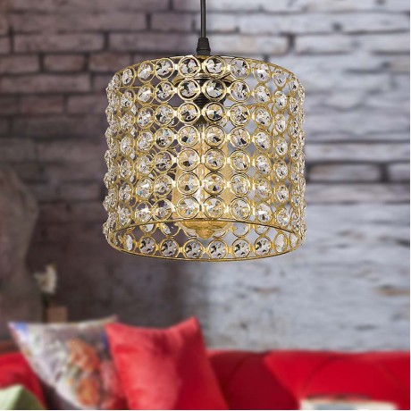 Deha Megapap E27 metal - glass single-light ceiling light in gold color 18x18x65cm.