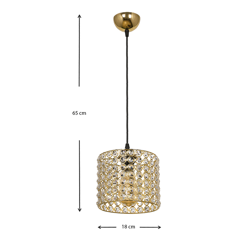 Deha Megapap E27 metal - glass single-light ceiling light in gold color 18x18x65cm.