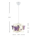 Papilia Megapap E27 metal ceiling light in white - lilac color 20x20x60cm.