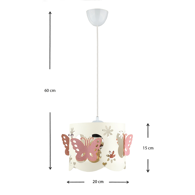 Papilia Megapap E27 metal ceiling light in white - pink color 20x20x60cm.