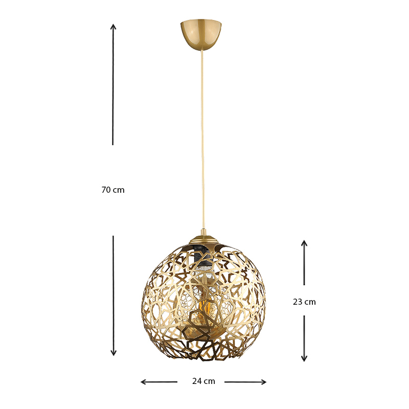 Dominico Megapap E27 metal single-light ceiling light in gold color 24x24x70cm.
