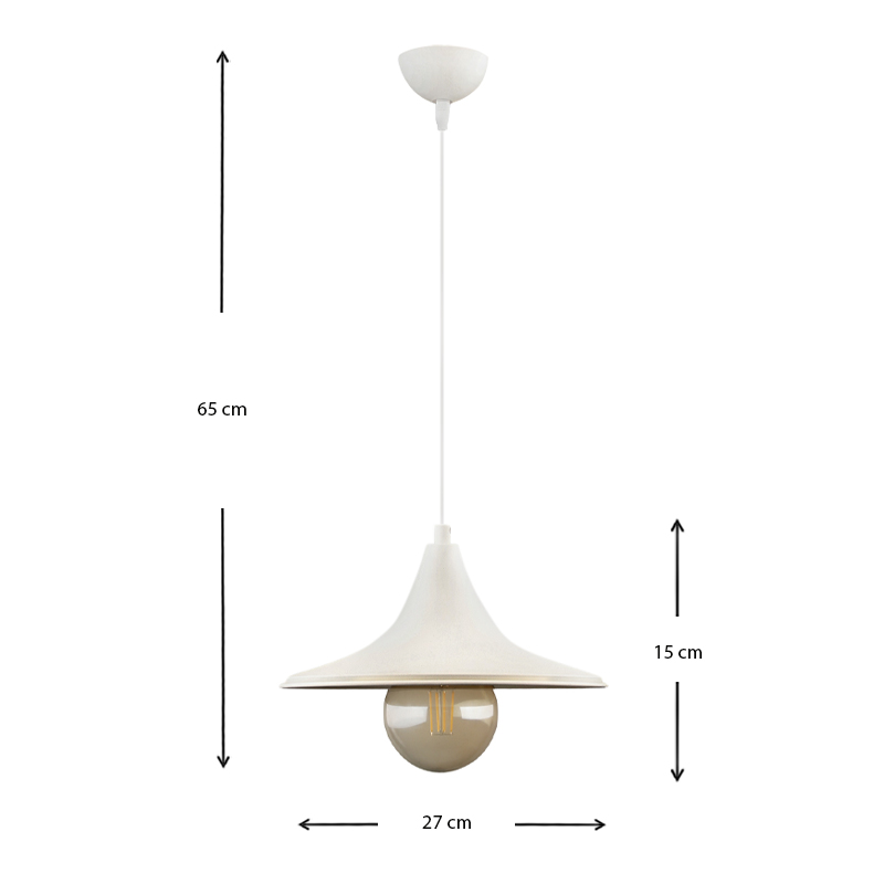 Silia Megapap E27 metal single-light ceiling light in white color 27x27x65cm.
