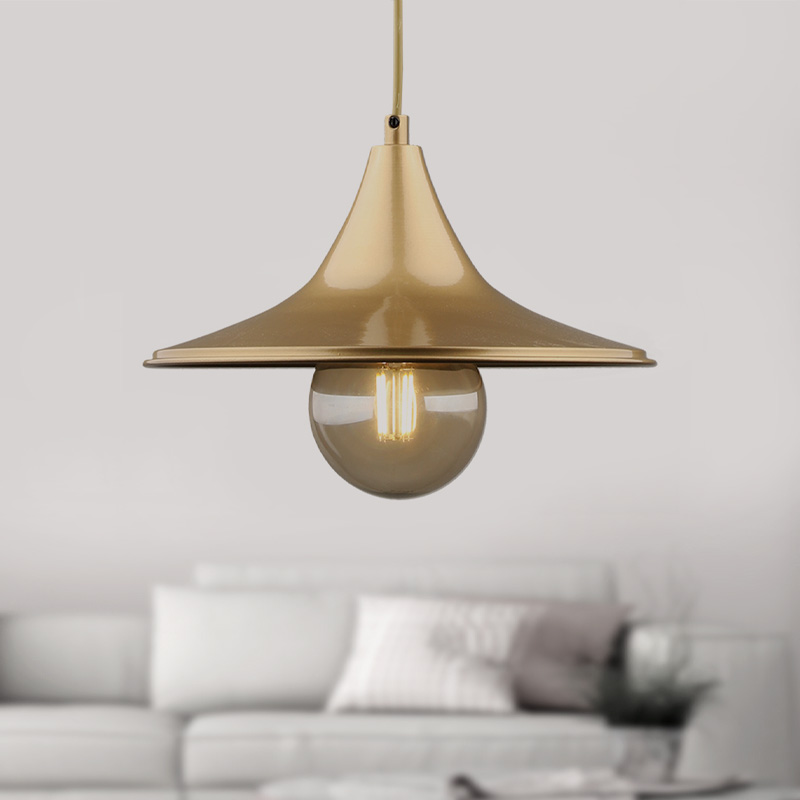 Silia Megapap E27 metal single-light ceiling light in gold color 27x27x65cm.