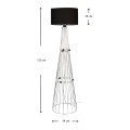 Filip Megapap E27 metal - fabric floor lamp in silver - black color 34x34x123cm.