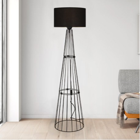 Filip Megapap E27 metal - fabric floor lamp in black color 34x34x123cm.
