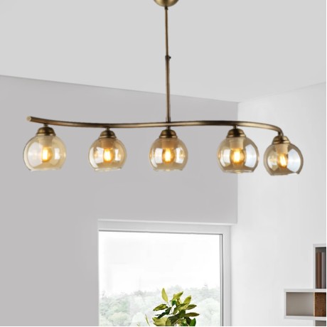Ceiling lamp Larissa Megapap E27 metal five-light bronze color 90x25x60cm.
