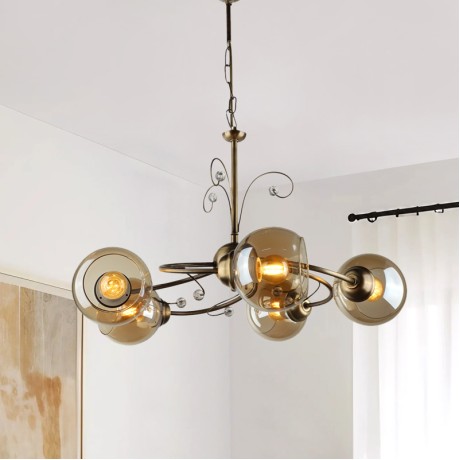 Ceiling lamp Zara Megapap E27 metal five-light bronze color Φ52x75cm.