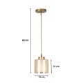 Kenedy Megapap E27 metallic - glass single-light ceiling light in gold color Ø13x60cm.