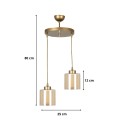 Kenedy Megapap E27 metallic - glass two-light ceiling light in gold color 25x25x80cm.