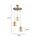 Kenedy Megapap E27 metallic - glass three-light ceiling light in gold color 30x30x95cm.