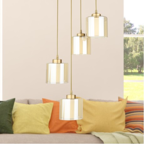Kenedy Megapap E27 metallic - glass four-light ceiling light in gold color 35x35x100cm.