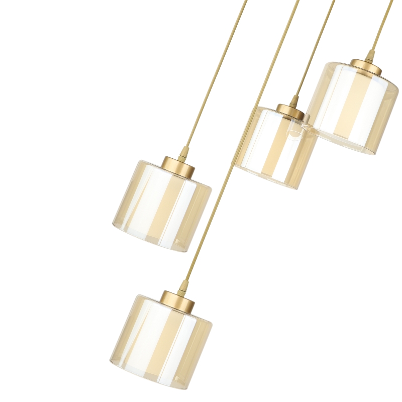 Kenedy Megapap E27 metallic - glass four-light ceiling light in gold color 35x35x100cm.