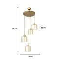 Kenedy Megapap E27 metallic - glass four-light ceiling light in gold color 35x35x100cm.