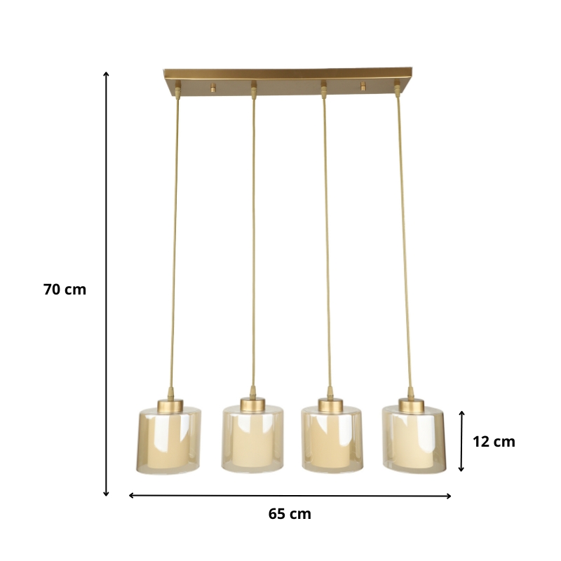 Kenedy Megapap E27 metallic - glass four-light ceiling light in gold color 65x5x70cm.