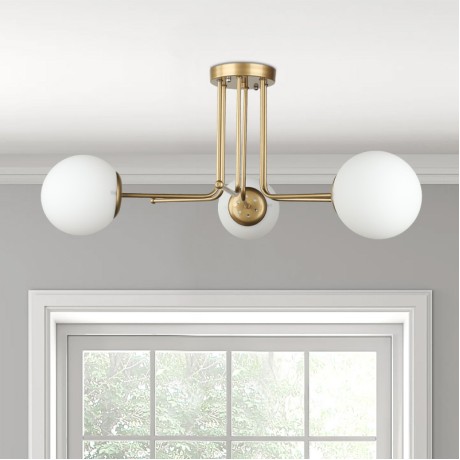 Maxidex Megapap Ε27 metal - glass ceiling light in gold color Ø70x50cm.