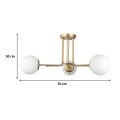 Maxidex Megapap Ε27 metal - glass ceiling light in gold color Ø70x50cm.