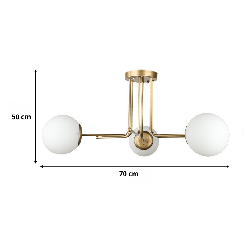 Maxidex Megapap Ε27 metal - glass ceiling light in gold color Ø70x50cm.