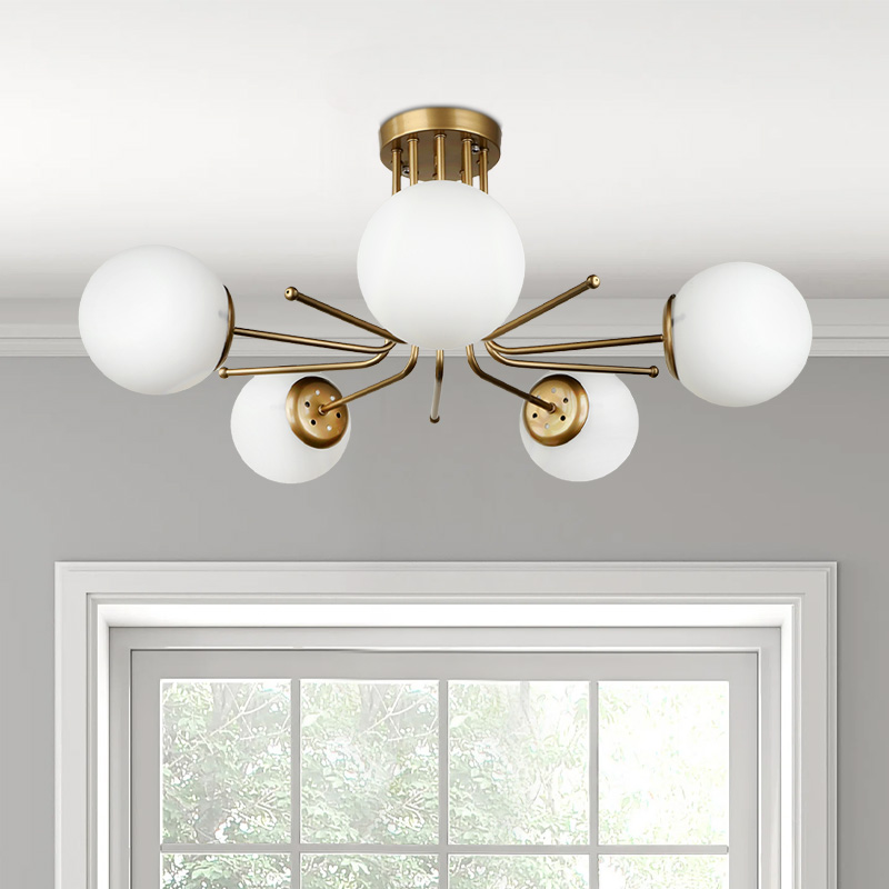 Maxidex Megapap Ε27 metal - glass ceiling light in gold color Ø80x50cm.