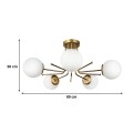 Maxidex Megapap Ε27 metal - glass ceiling light in gold color Ø80x50cm.