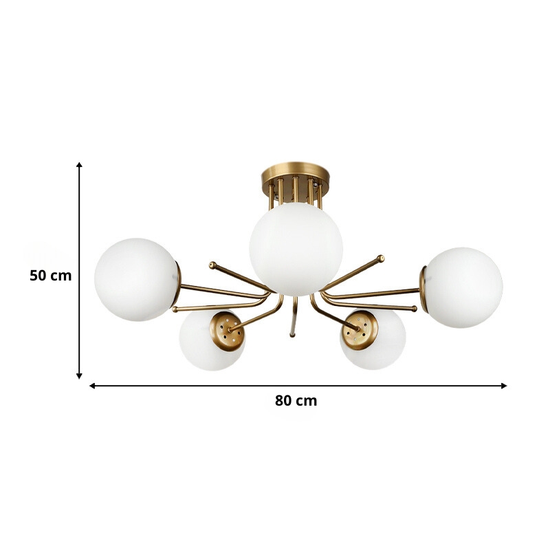 Maxidex Megapap Ε27 metal - glass ceiling light in gold color Ø80x50cm.