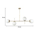 Lura Megapap Ε27 metal - glass ceiling light in gold color 110x70cm.