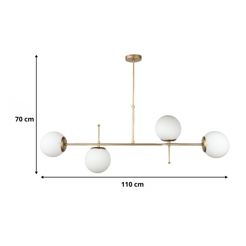 Lura Megapap Ε27 metal - glass ceiling light in gold color 110x70cm.