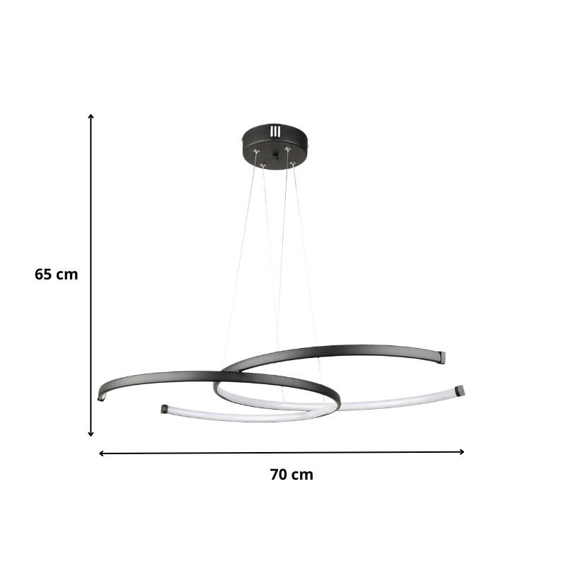 Cres Megapap metallic Led ceiling light in black color 70x48x65cm.