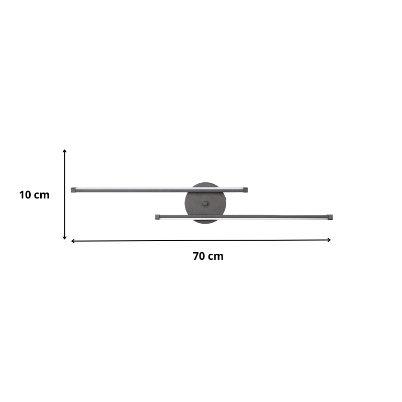Frode Megapap metallic Led wall lamp in black color 70x10x10cm.