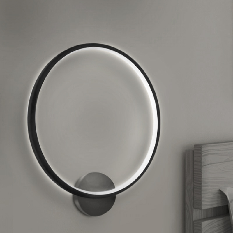 Luna Megapap metallic Led wall lamp in black color 30x5x30cm.