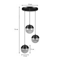 Lauren Megapap metallic - glass three-light ceiling light in black color 30x30x70cm.